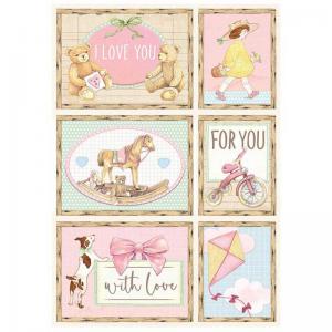Stamperia Day Dream Collection A4 Rice Paper - Cards Pink [DFSA4679]