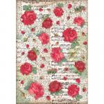 Stamperia Desire Collection A4 Rice Paper - Red Roses [DFSA4720]