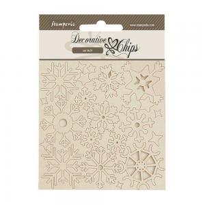 Stamperia Dewdrops Collection - Decorative Chips - Snowflakes [SCB248]