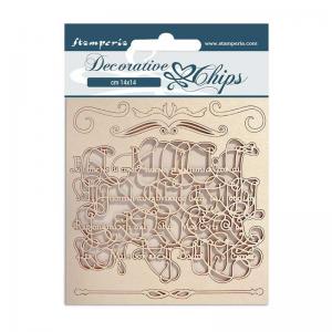 Stamperia Garden House Collection Decorative Chips - Calligraphy [SCB121]