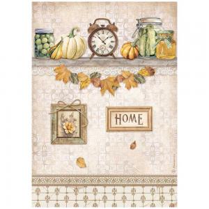 Stamperia Golden Harmony Collection - A4 Rice Paper - Clock & Pumpkins [DFSA4946]