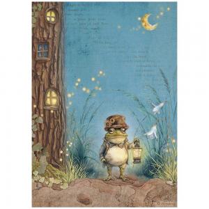 Stamperia Hidden Grove Collection - A4 Rice Paper - Mr Frog [DFSA41013]