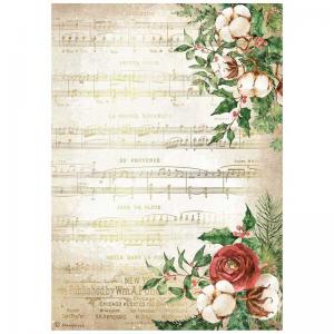 Stamperia Home For The Holidays Collection A4 Rice Paper - Music [DFSA4704]