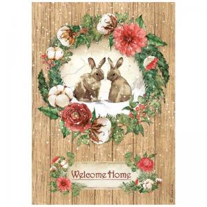 Stamperia Home For The Holidays Collection A4 Rice Paper - Welcome Home [DFSA4705]