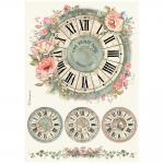 Stamperia House Of Roses Collection - A4 Rice Paper - Clocks [DFSA41021]