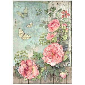 Stamperia House Of Roses Collection - A4 Rice Paper - Flowers Corner [DFSA41018]