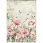 Stamperia House Of Roses Collection - A4 Rice Paper - Roses & Butterflies [DFSA41019]