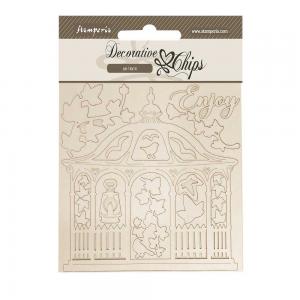 Stamperia House Of Roses Collection - Decorative Chips - Gazebo [SCB259]