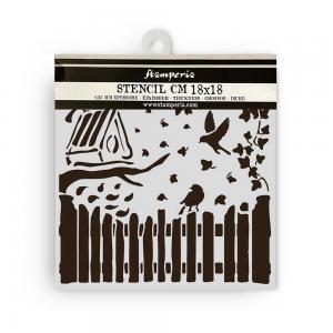 Stamperia House Of Roses Collection - Media Stencil - Fence & Birds [KSTDQ122]
