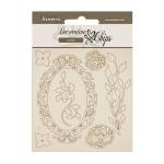 Stamperia Quiet Days Collection - Decorative Chips - Frame With Flowers [SCB277]