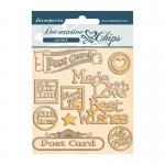 Stamperia Romantic Christmas Collection Decorative Chips - Postcard [SCB73]