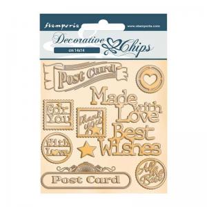 Stamperia Romantic Christmas Collection Decorative Chips - Postcard [SCB73]