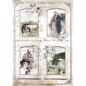 Stamperia Romantic Horses Collection A4 Rice Paper - 4 Frames [DFSA4581]