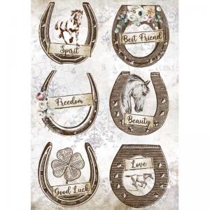 Stamperia Romantic Horses Collection A4 Rice Paper - Horseshoes [DFSA4583]