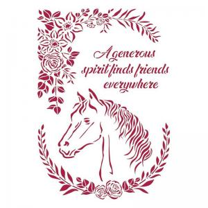 Stamperia Romantic Horses Collection Stencil - Horse With Flowers [KSG471]