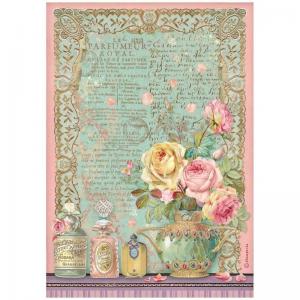 Stamperia Rose Parfum Collection A4 Rice Paper - Parfumer Royal [DFSA4735]