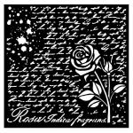 Stamperia Rose Parfum Collection Media Stencil - Manuscript With Roses [KSTDQ77]