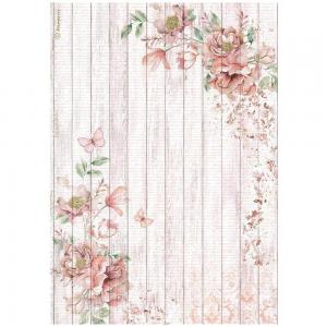 Stamperia Roseland Collection - A4 Rice Paper - Corners With Roses [DFSA4779]