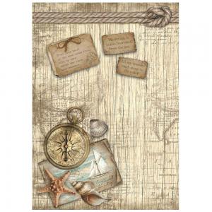 Stamperia Sea Land Collection - A4 Rice Paper - Compass [DFSA4858]