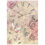Stamperia Shabby Rose Collection - A4 Rice Paper - Clock [DFSA4880]