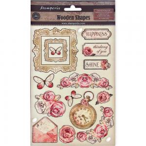 Stamperia Shabby Rose Collection - Colored Wooden Shapes [KLSP-161]
