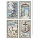 Stamperia Silent Sea Collection - A4 Rice Paper - 4 Cards [DFSA41029]