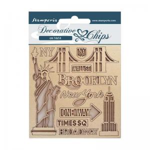 Stamperia Sir Vagabond Aviator Collection Decorative Chips - New York [SCB132]