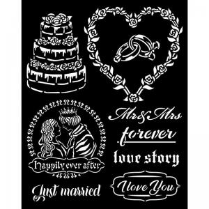 Stamperia Sleeping Beauty Collection Media Stencil - Just Married [KSTD080]