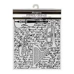 Stamperia Symphony Collection - Media Stencil - Violin, Trumpet, Harp [KSTD212]