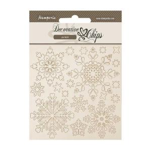 Stamperia The Owl's House Collection - Decorative Chips - Snowflakes [SCB273]