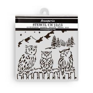 Stamperia The Owl's House Collection - Media Stencil - Owls [KSTDQ125]