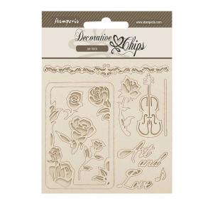 Stamperia Venice Collection - Decorative Chips - Roses & Frame [SCB270]