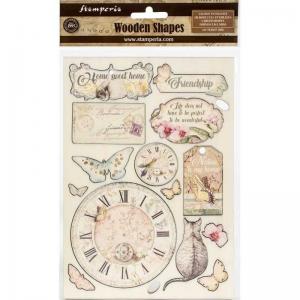 Stamperia Wooden Shapes - Orchids & Cats - Clocks & Labels [KLSP090]