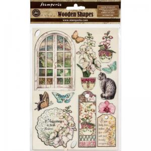 Stamperia Wooden Shapes - Orchids & Cats - Window [KLSP087]