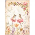 Stamperia Woodland Collection - A4 Rice Paper - Mice & Flowers [DFSA4815]