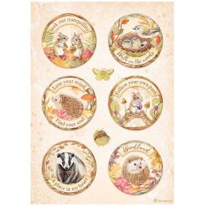 Stamperia Woodland Collection - A4 Rice Paper - Rounds [DFSA4819]