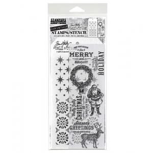 Stampers Anonymous / Tim Holtz Christmas Stamps & Stencil Set [THMM135]