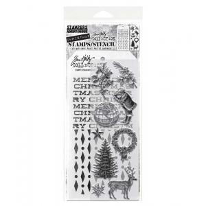 Stampers Anonymous / Tim Holtz Christmas Stamps & Stencil Set [THMM152]