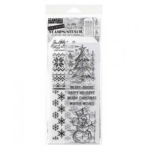 Stampers Anonymous / Tim Holtz Christmas Stamps & Stencil Set [THMM158]