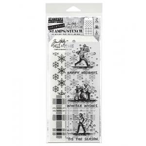 Stampers Anonymous / Tim Holtz Christmas Stamps & Stencil Set [THMM176]