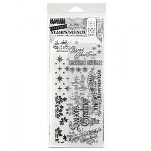 Stampers Anonymous / Tim Holtz Christmas Stamps & Stencil Set [THMM180]