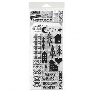 Stampers Anonymous / Tim Holtz Christmas Stamps & Stencil Set [THMM187]