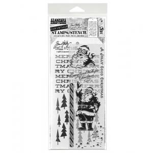 Stampers Anonymous / Tim Holtz Christmas Stamps & Stencil Set [THMM189]