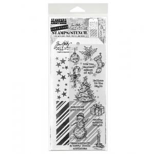 Stampers Anonymous / Tim Holtz Christmas Stamps & Stencil Set [THMM190]
