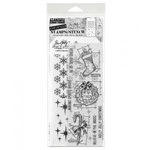 Stampers Anonymous / Tim Holtz Christmas Stamps & Stencil Set [THMM191]