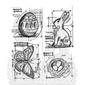 Stampers Anonymous / Tim Holtz Curations Unmounted Rubber Stamps - Easter Blueprint [CMS144]
