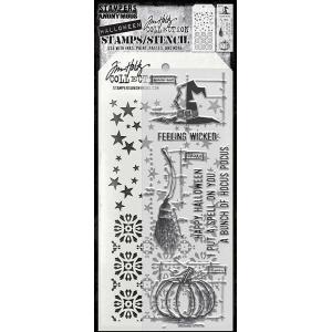 Stampers Anonymous / Tim Holtz Halloween Stamps & Stencil Set - Blueprint Spells [THMM201]