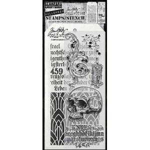 Stampers Anonymous / Tim Holtz Halloween Stamps & Stencil Set - Foreboding [THMM200]