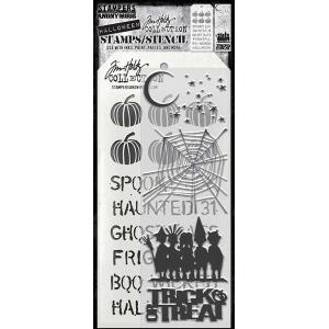 Stampers Anonymous / Tim Holtz Halloween Stamps & Stencil Set - Halloween Cutouts [THMM203]