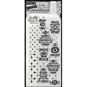 Stampers Anonymous / Tim Holtz Halloween Stamps & Stencil Set - Halloween Tidbits [THMM204]